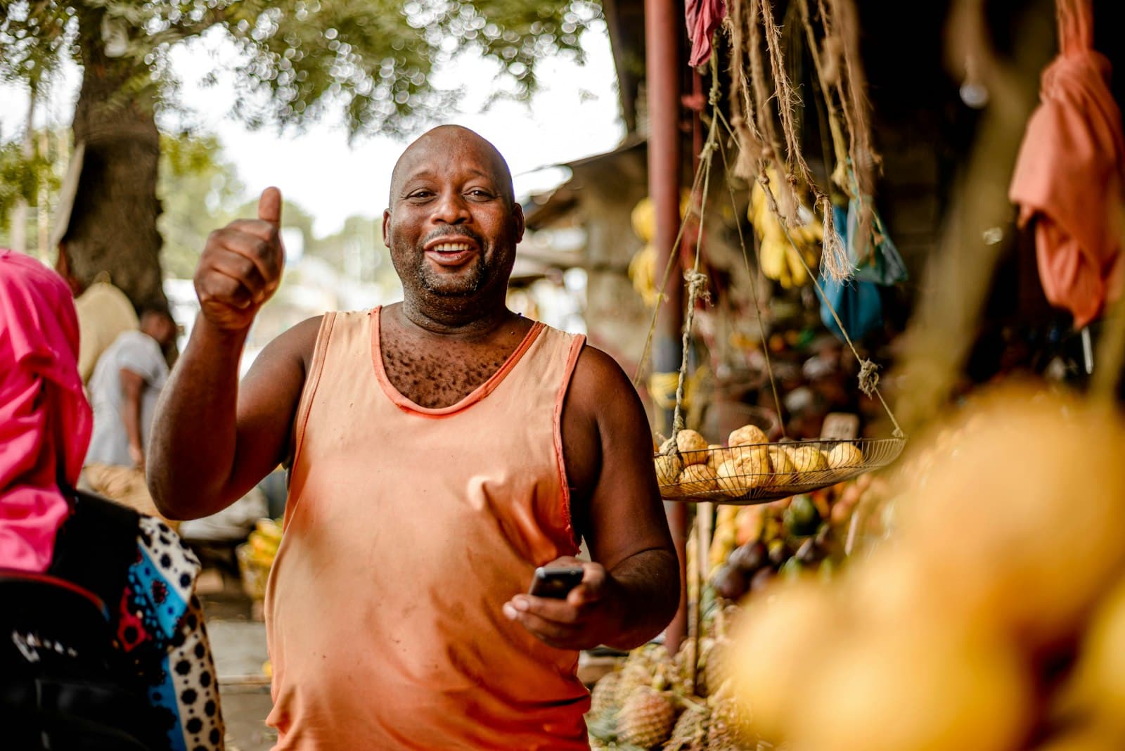 Seller at an African produce market